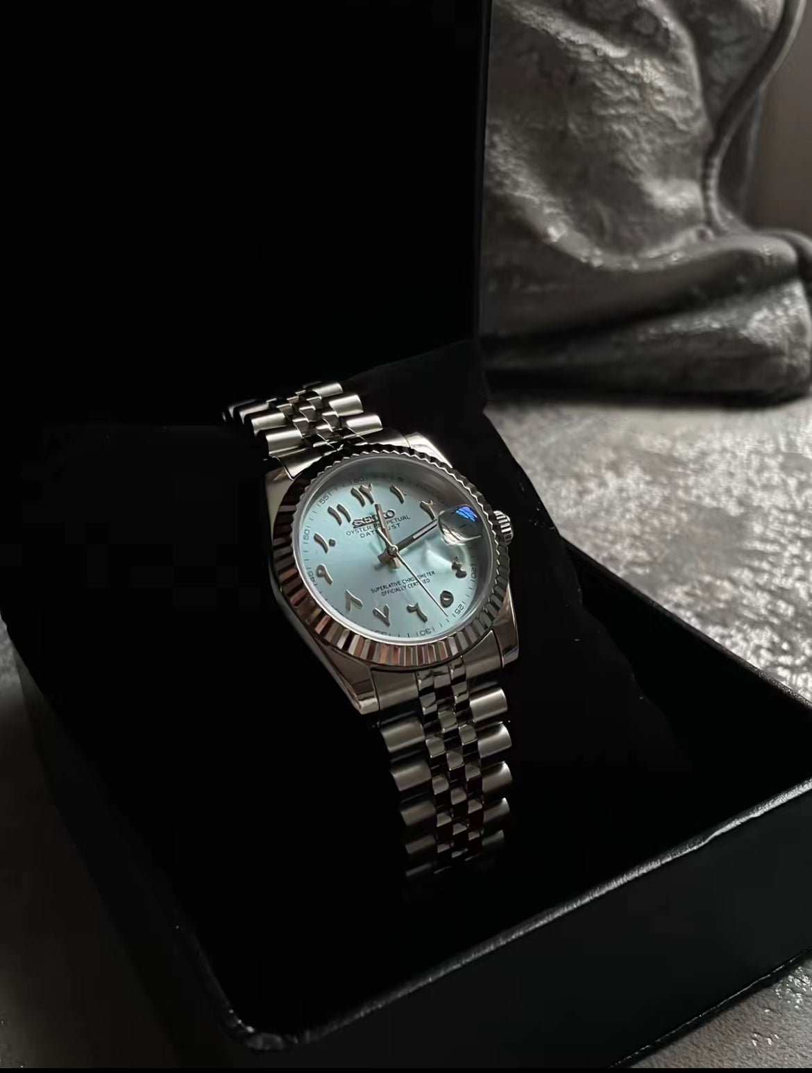 DATEJUST BABY BLUE ARABIC - CUSTOM SEIKO NH35 40mm AUTOMATIC WATCH