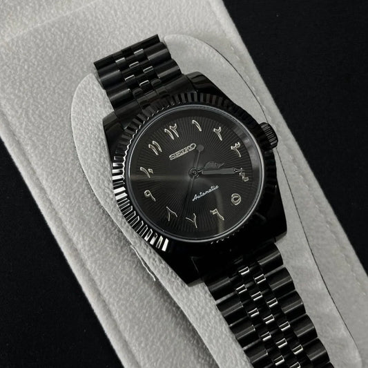 FULL BLACK SEIKO TEXTURED DIAL 39mm