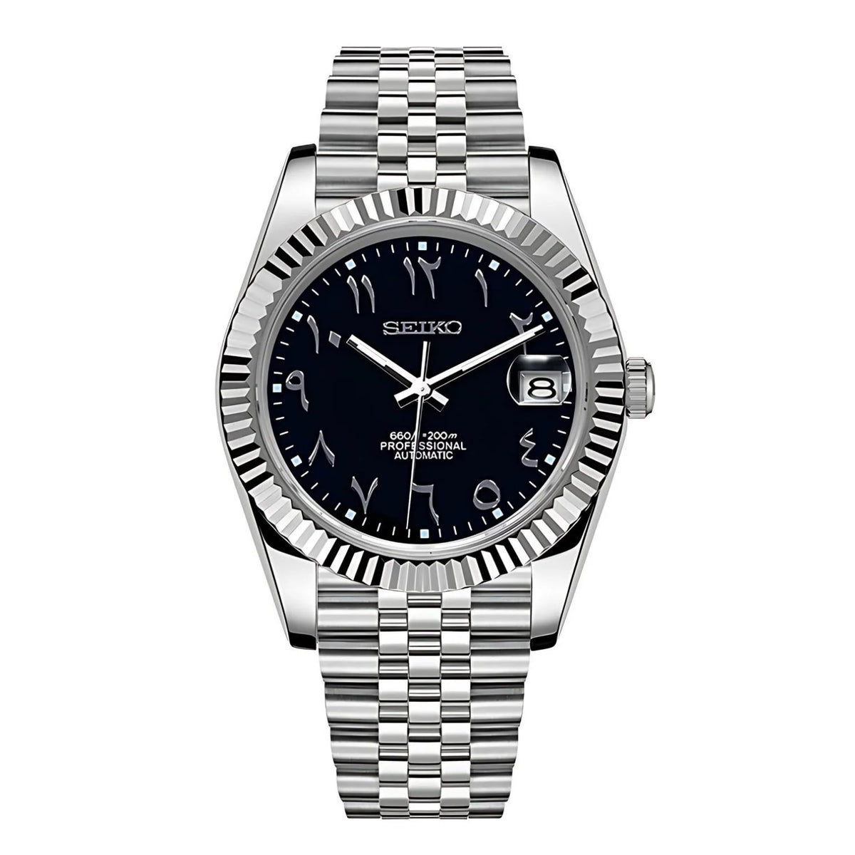 DATEJUST BLACK ARABIC - CUSTOM SEIKO NH35 40mm AUTOMATIC WATCH