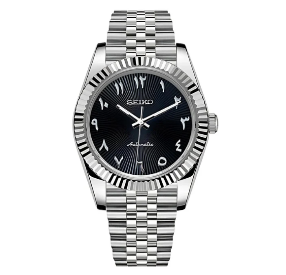 DATEJUST BLACK ARABIC TEXTURED - CUSTOM SEIKO NH35 40mm AUTOMATIC WATCH