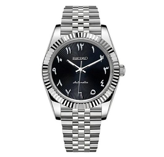 DATEJUST BLACK ARABIC TEXTURED - CUSTOM SEIKO NH35 40mm AUTOMATIC WATCH